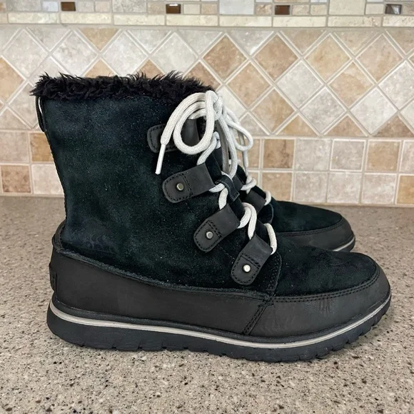 Sorel Women’s Joan Explorer Cozy Black Leather/Suede Size 8 - Picture 4 of 10